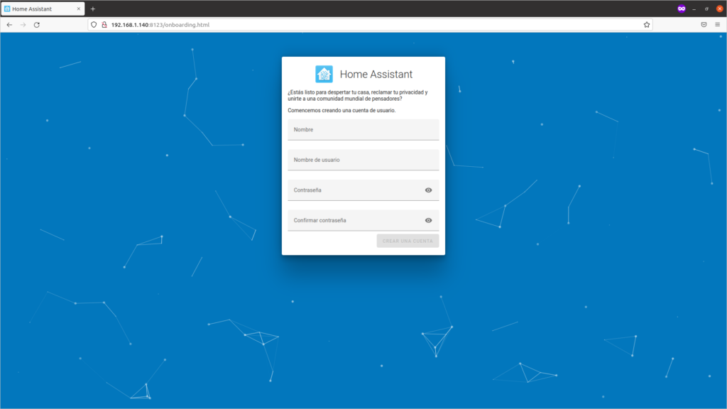 Pantalla inicial Home Assistant